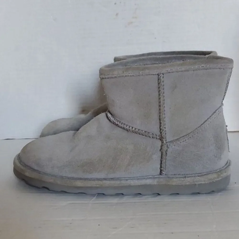Bearpaw Boots Booties Shoes Gray Suede Winter Snow Alyssa Ankle Youth GIRLS 4